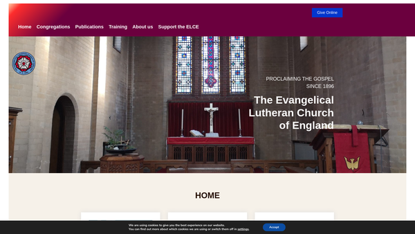 Screenshot of the The Evangelical Lutheran Church of England Trust Ltd website