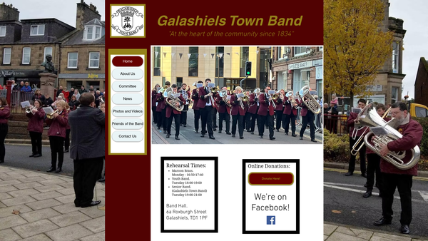Screenshot of the Galashiels Town Band website