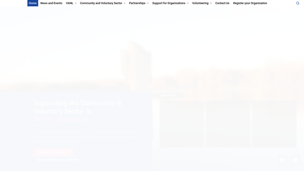 Screenshot of the Voluntary Action North Lanarkshire website