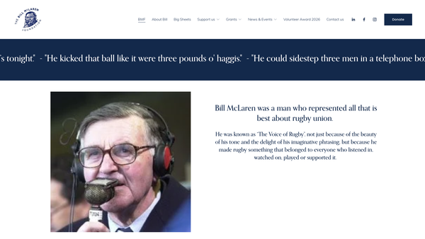 Screenshot of the The Bill McLaren Foundation website