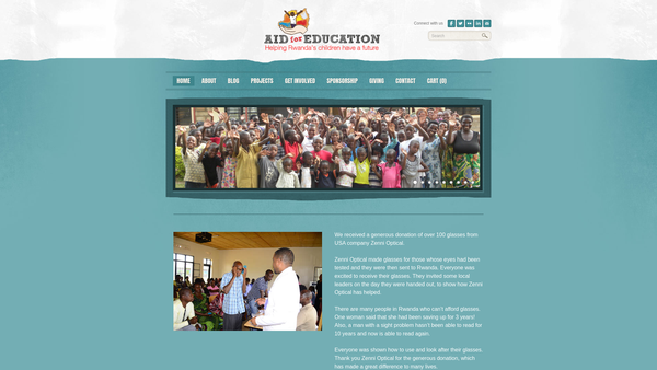 Screenshot of the Aid For Education SCIO website