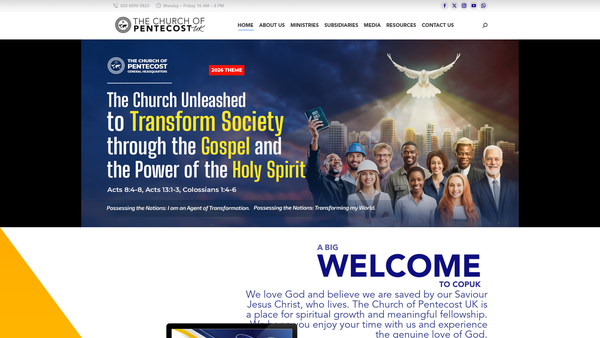 Screenshot of the The Church of Pentecost UK website