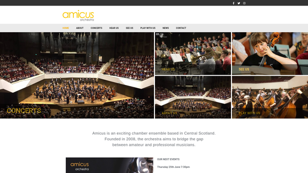 Screenshot of the Amicus website