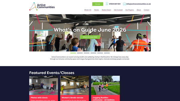 Screenshot of the Active Communities (Scotland) Limited website