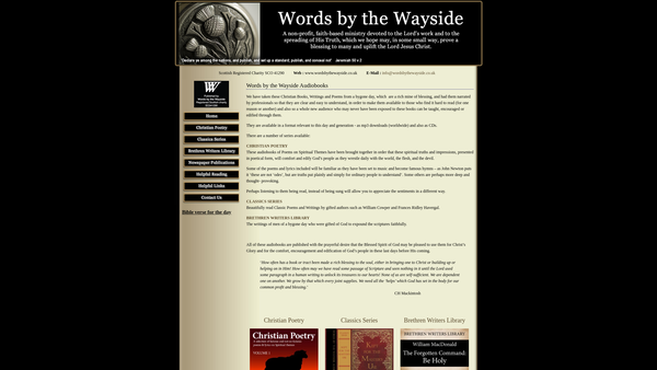 Screenshot of the Words by the Wayside website