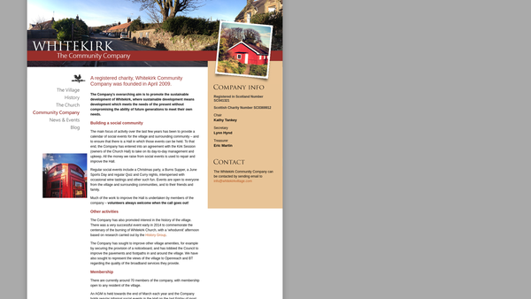 Screenshot of the Whitekirk Community Company website