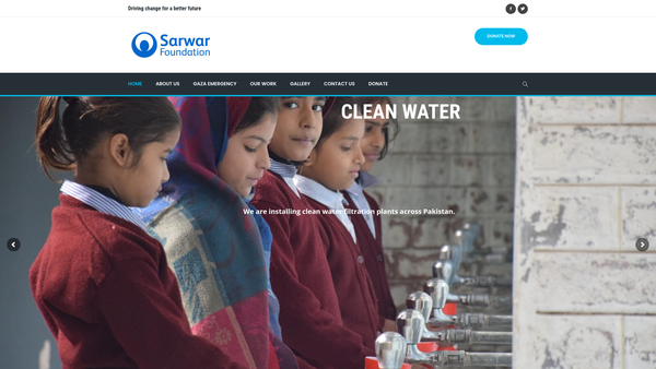 Screenshot of the Sarwar Foundation website