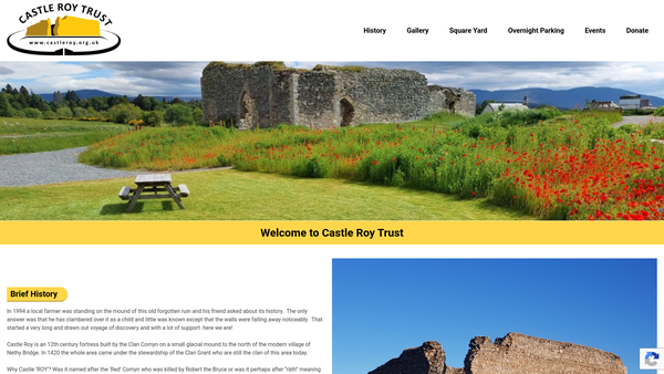 Screenshot of the Castle Roy Trust SCIO website