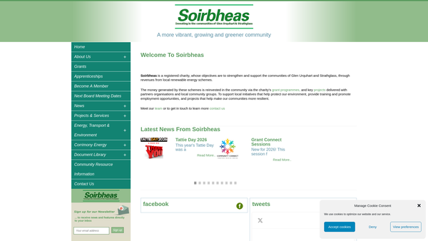 Screenshot of the Soirbheas website