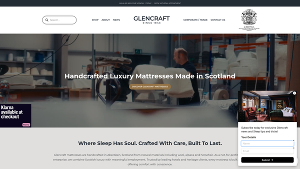 Screenshot of the Glencraft (Aberdeen) Limited website
