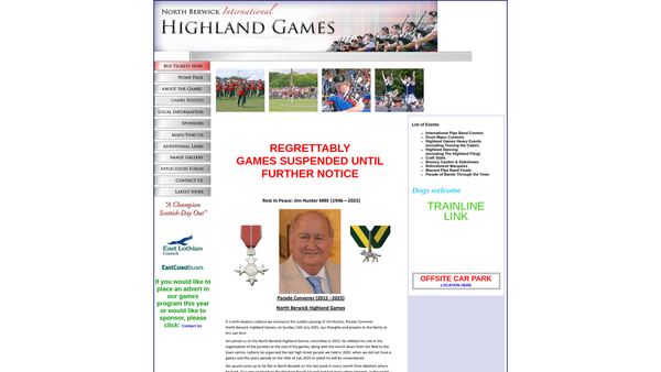 Screenshot of the North Berwick Highland Games website
