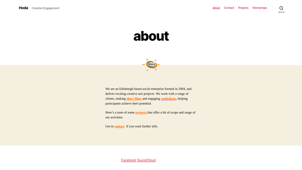 Screenshot of the Hoda Productions website