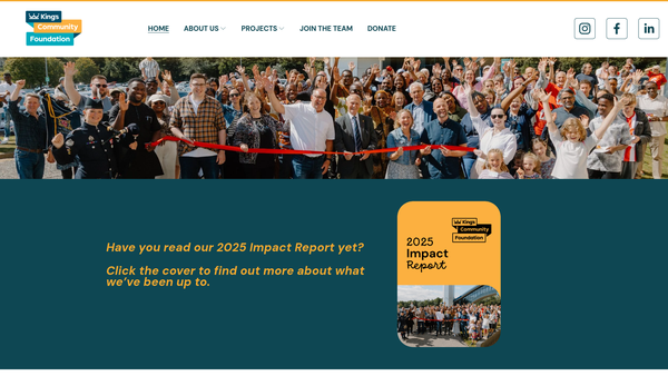 Screenshot of the The King's Community Foundation website