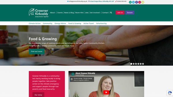 Screenshot of the Greener Kirkcaldy Ltd website