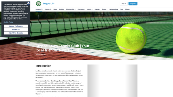 Screenshot of the The Stepps Lawn Tennis Club website