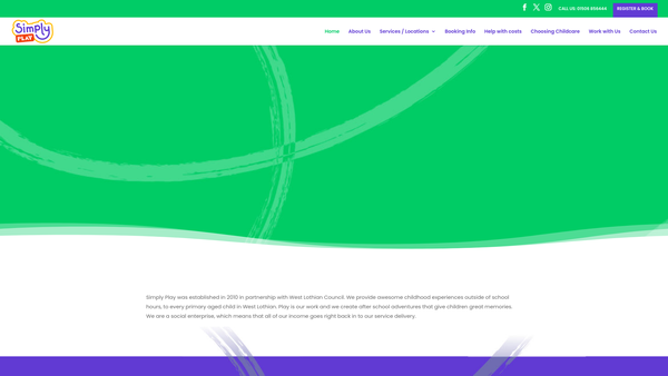 Screenshot of the Simply Play website