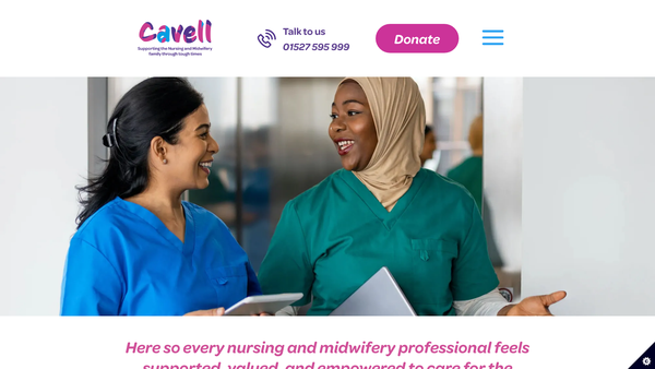 Screenshot of the Edith Cavell Fund for Nurses website