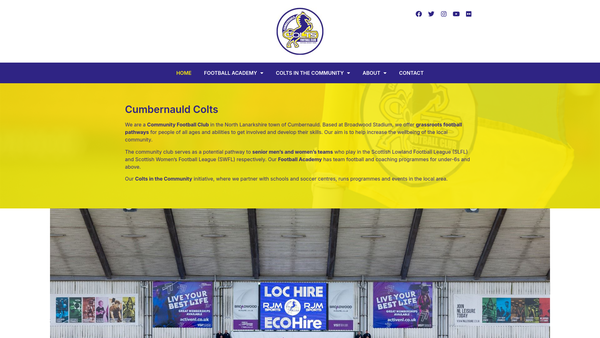 Screenshot of the Cumbernauld Colts Football Club website