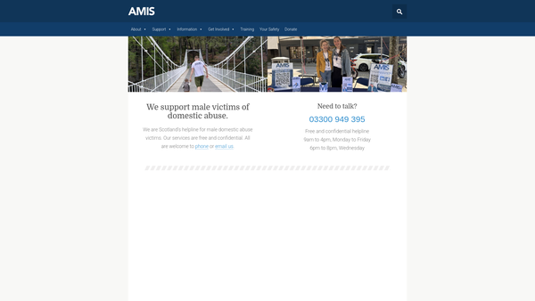 Screenshot of the Abused Men in Scotland website