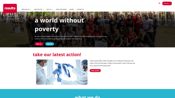 Screenshot of the Results Education website