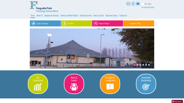 Screenshot of the The New Tannahill Centre Limited website