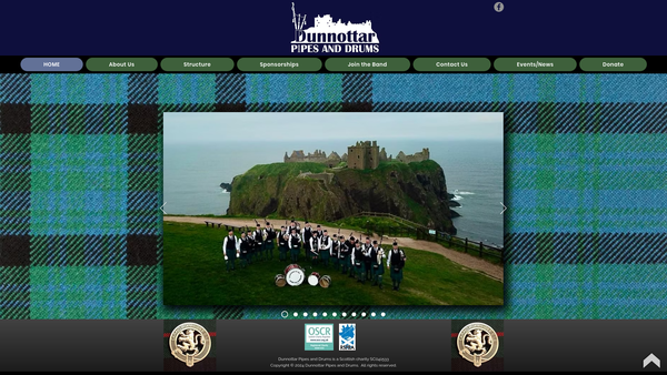 Screenshot of the Dunnottar Pipes and Drums website
