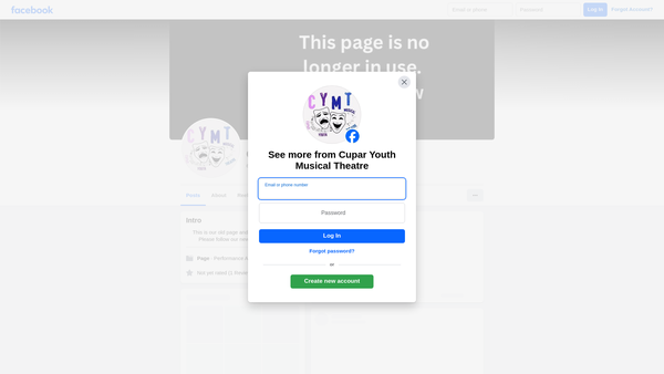 Screenshot of the Cupar Youth Musical Theatre website