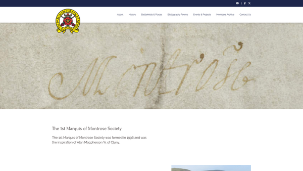 Screenshot of the 1st Marquis of Montrose Society website