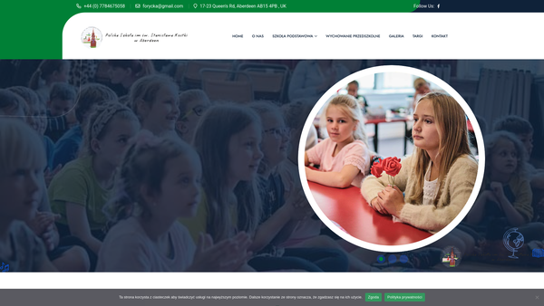 Screenshot of the Polska Szkola im. sw. Stanislawa Kostki w Aberdeen website