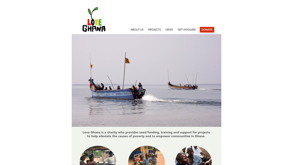Screenshot of the Love Ghana website