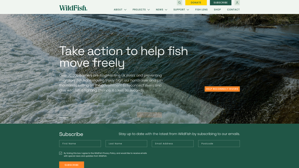 Screenshot of the Wild Fish Conservation website
