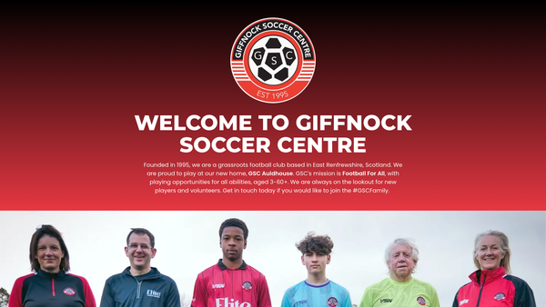 Screenshot of the Giffnock Soccer Centre website