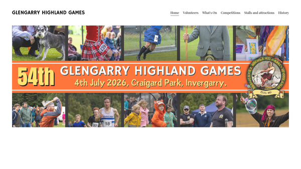 Screenshot of the Glengarry Highland Games Association website