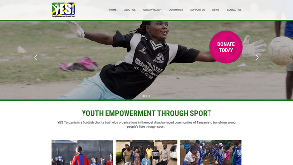 Screenshot of the Yes! Tanzania website