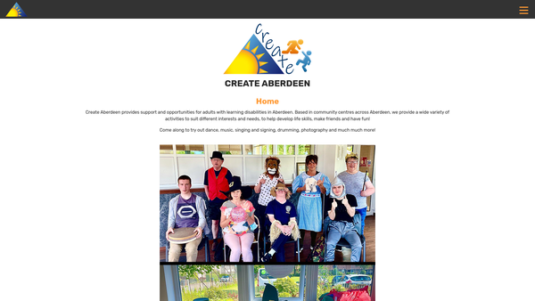 Screenshot of the CREATE Aberdeen website