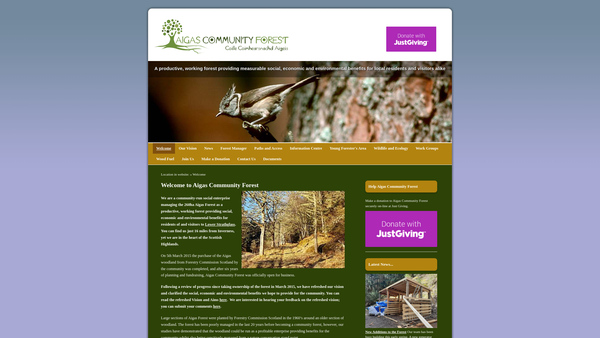 Screenshot of the Aigas Community Forest website