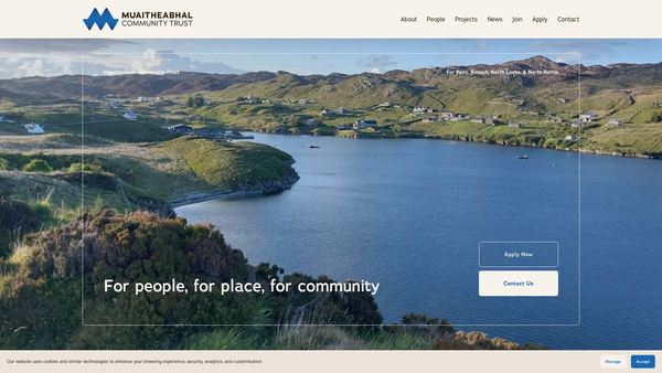 Screenshot of the Muaitheabhal Community Wind Farm Trust website