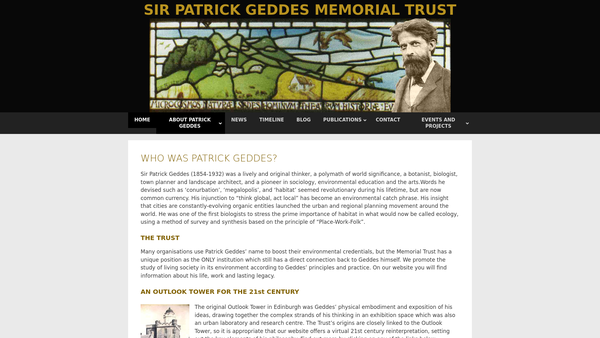 Screenshot of the Sir Patrick Geddes Memorial Trust website