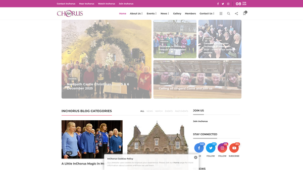 Screenshot of the InChorus website