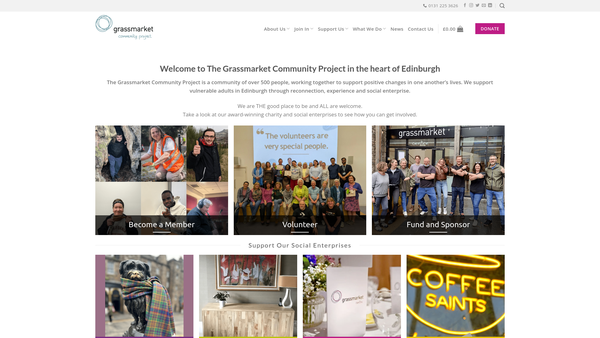 Screenshot of the Grassmarket Community Project website