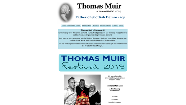 Screenshot of the The Friends of Thomas Muir website