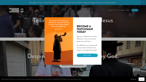 Screenshot of the International Mission to Jewish People website