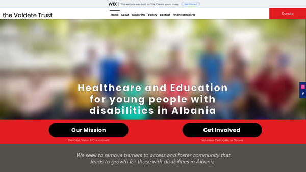 Screenshot of the The Valdete Trust website
