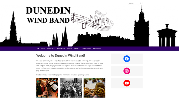 Screenshot of the Dunedin Wind Band website