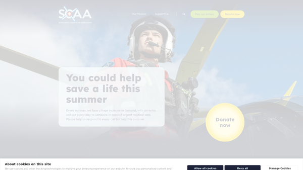 Screenshot of the Scotland's Charity Air Ambulance website