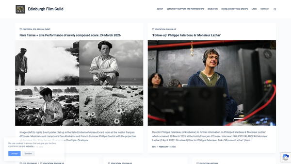 Screenshot of the Edinburgh Film Guild website