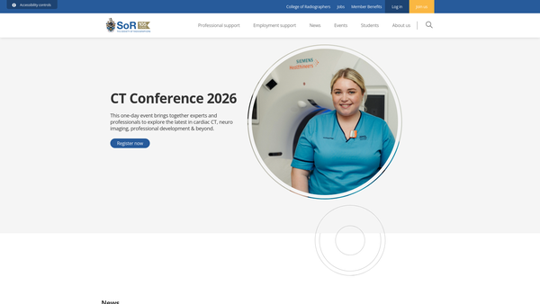 Screenshot of the The College of Radiographers website