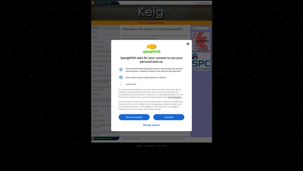 Screenshot of the Keig Community Hall Users' Group website