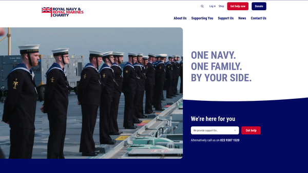 Screenshot of the The Royal Navy and Royal Marines Charity website