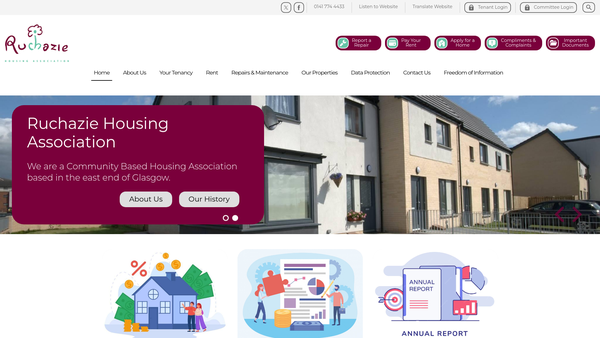Screenshot of the Ruchazie Housing Association Limited website